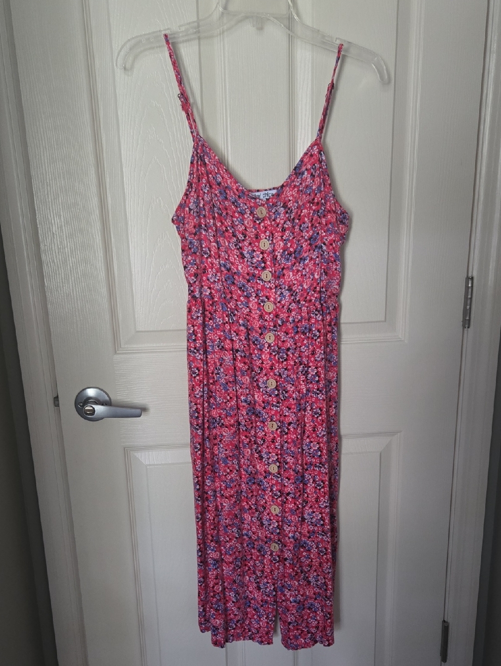 Mimi Chica Red and Pink Floral Smocked Sundress